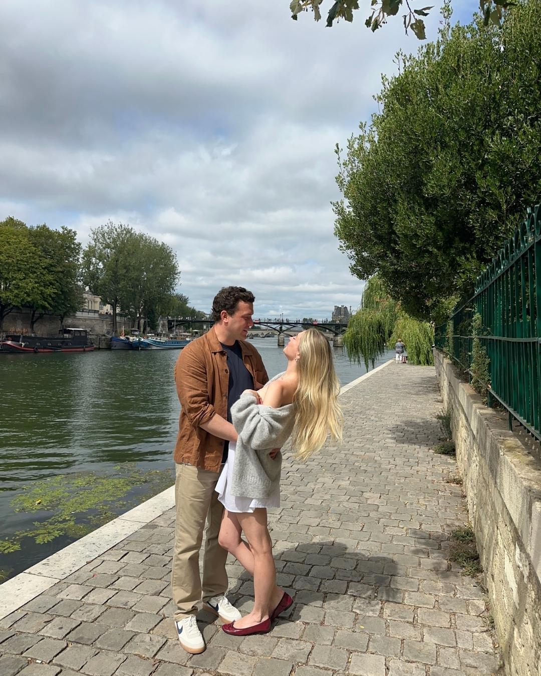 Sydney Brams and David Rifkin after their engagement in Paris