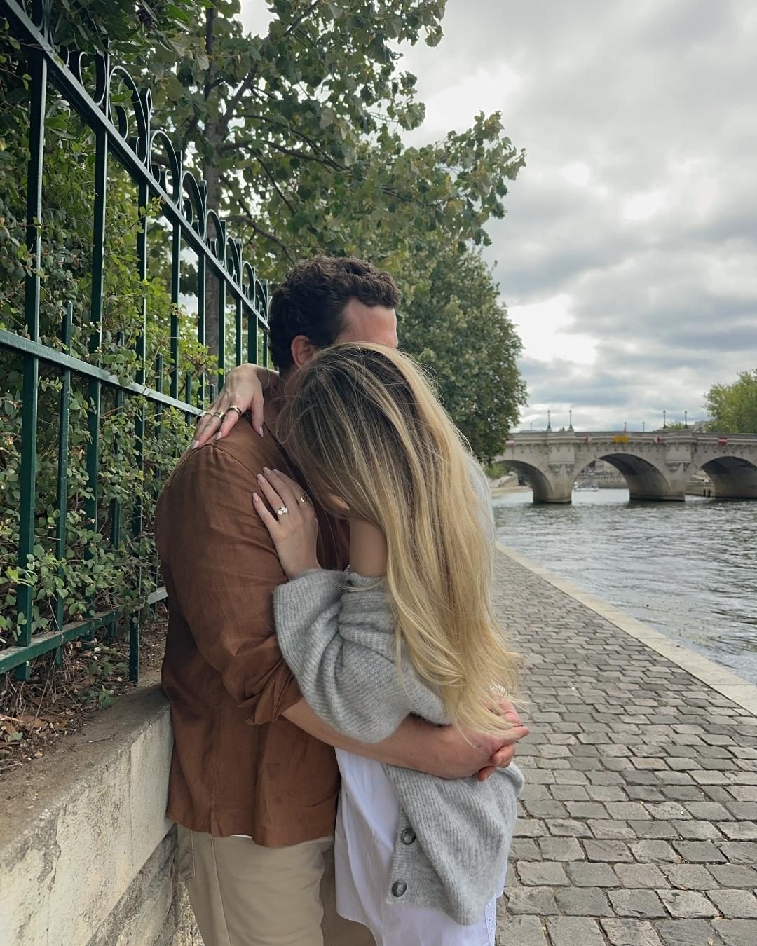 Sydney Brams and David Rifkin after their engagement in Paris
