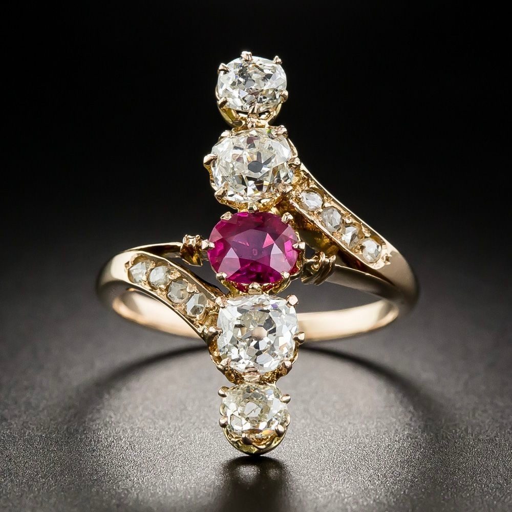 Victorian Ruby and Diamond Dinner Ring, $6,950, langantiques.com
