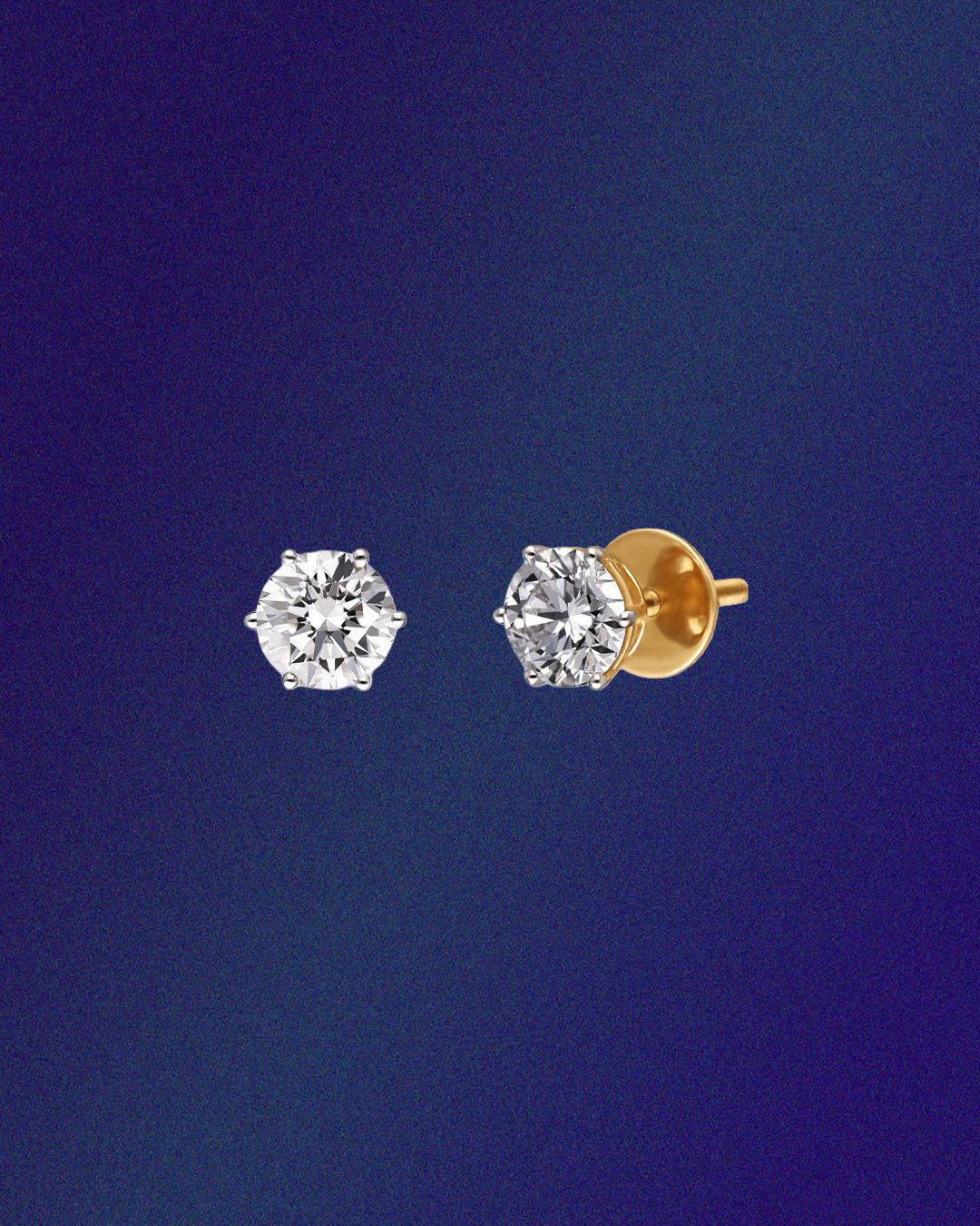 Mehta Jewels round natural diamond stud earrings in gold.