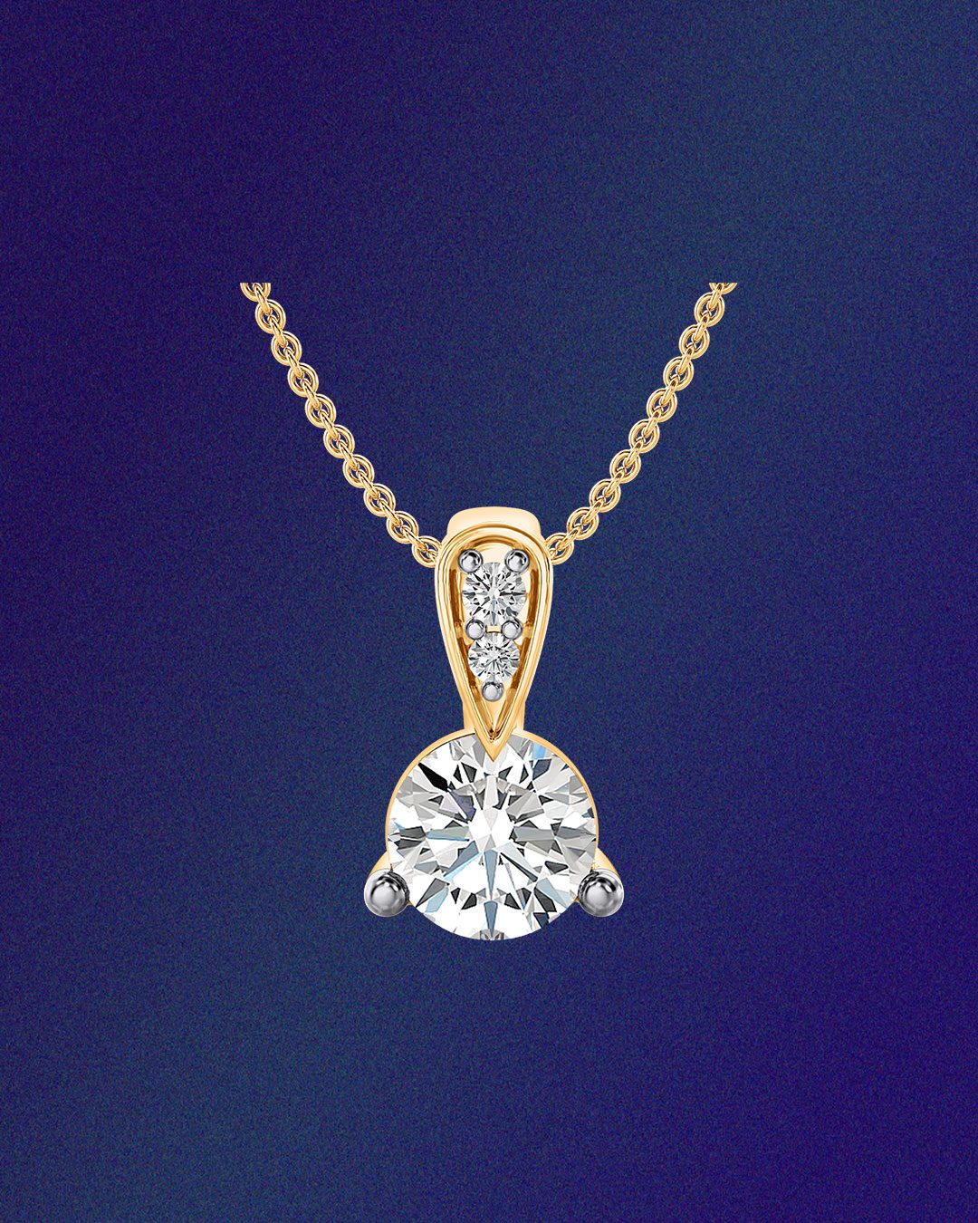 Divine Solitaire natural diamond pendant necklace in yellow gold.