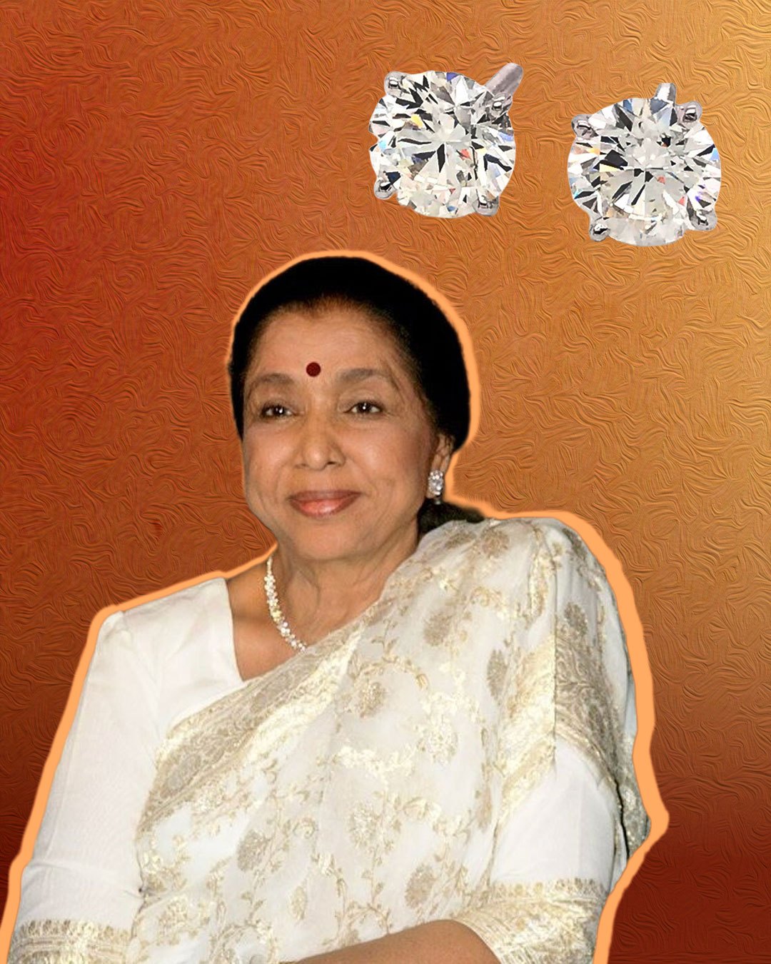 Asha Bhosle showcases classic natural diamond studs