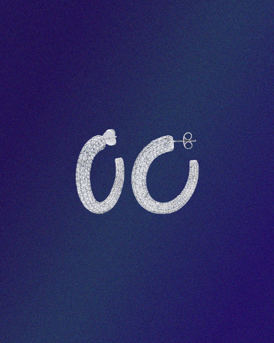 Devi natural diamond pavé hoop earrings in white gold
