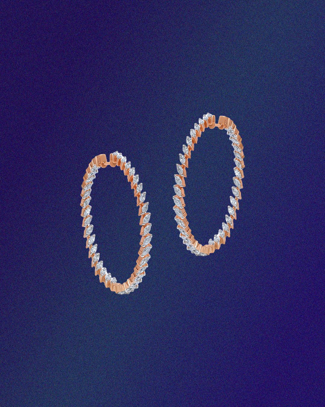 Gehna natural diamond hoop earrings in rose gold.