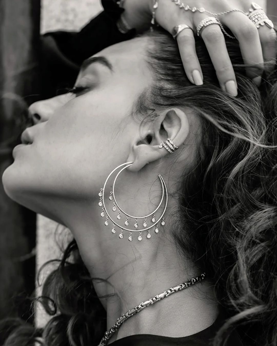 Jacquie Aiche Double Row Diamond Shaker Hoops