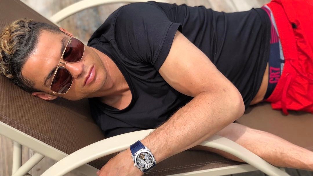 Cristiano Ronaldo wears his Bulgari Octo L'Originale Tourbillon White Gold Watch in 2018.