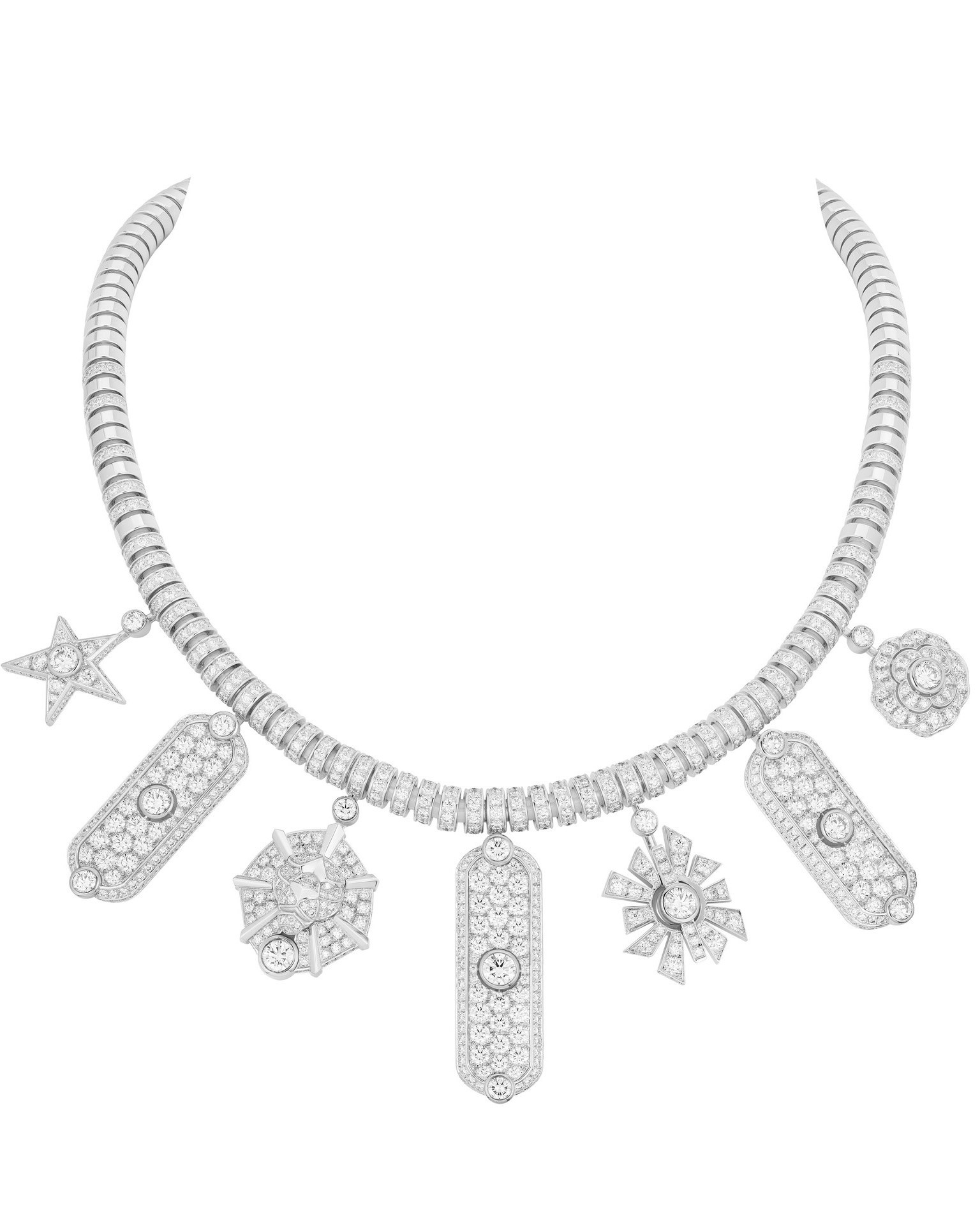 Chanel Diamond Necklace from the Signes & Symboles High Jewelry Collection as seen during Paris Couture Week. (Courtesy of Chanel)