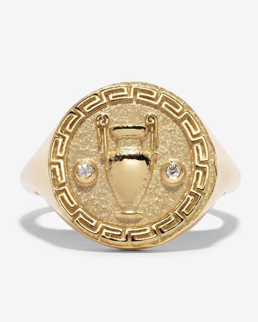 Neoclassical jewelry ancient greek signet ring