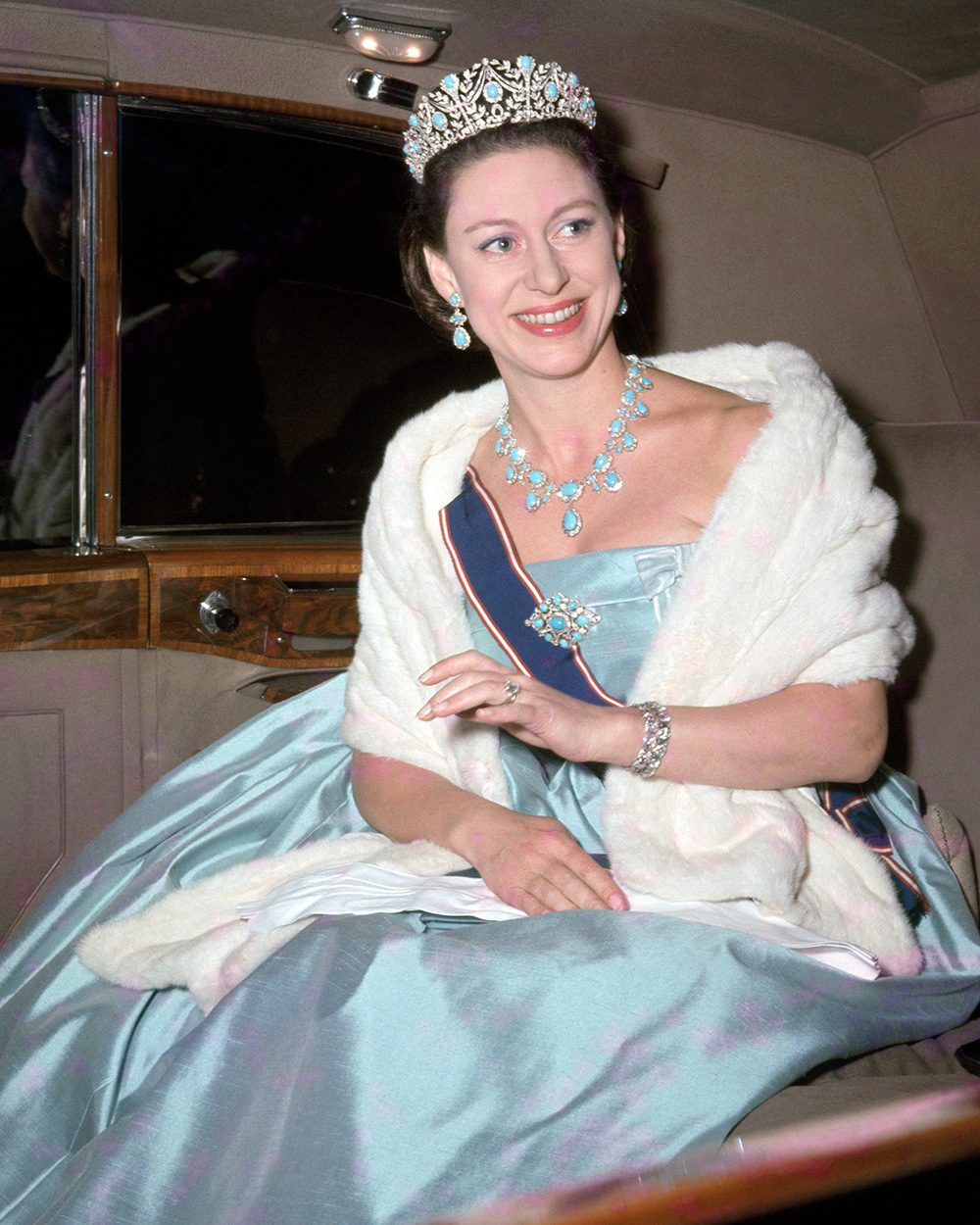 Turquoise Jewelry Princess Margaret wore the Persian turquoise and diamond tiara to a State banquet at the Australian Embassy in London on 19th May 1966