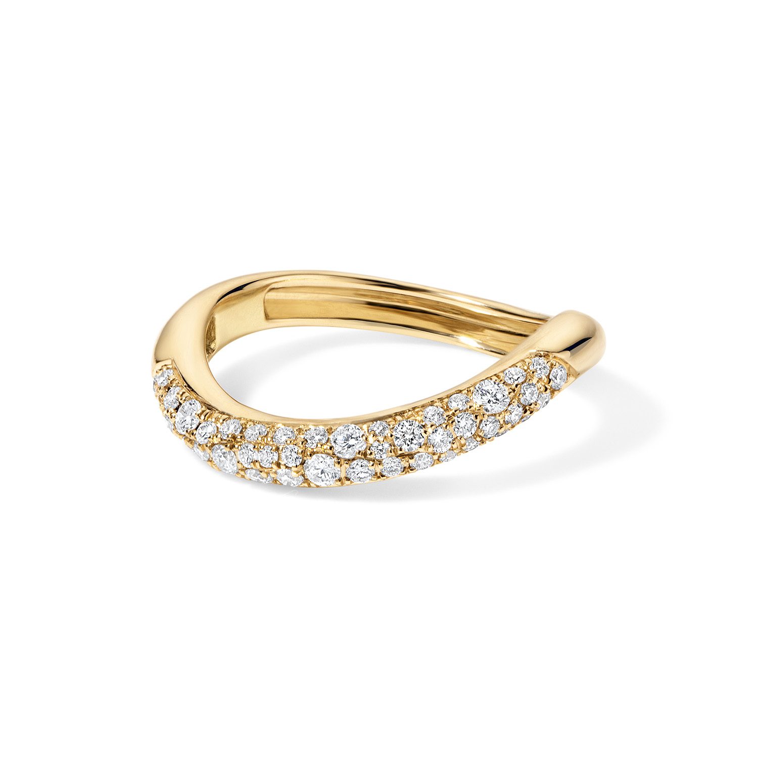 wavy ring with pave diamonds