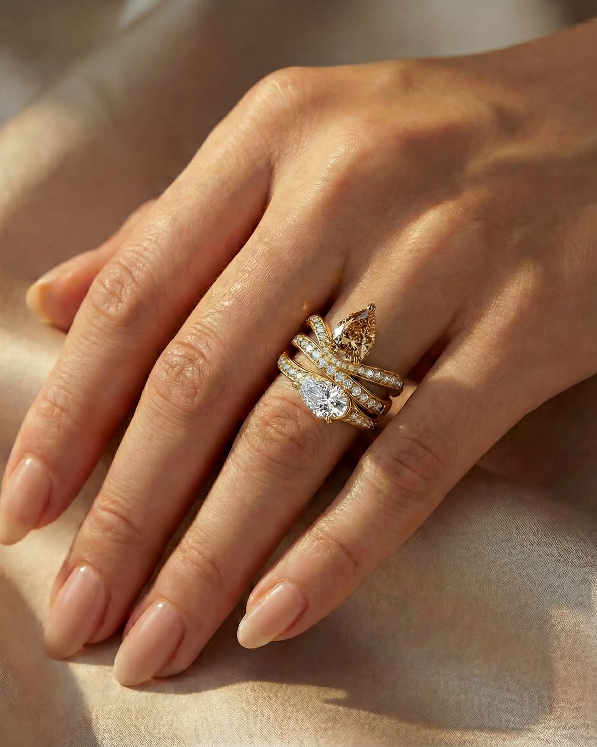 wavy rings with diamonds