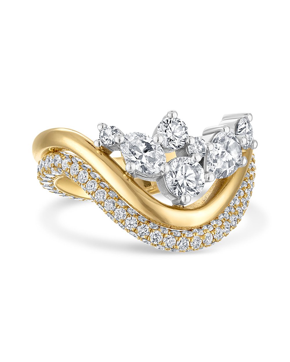 wavy rings with diamonds