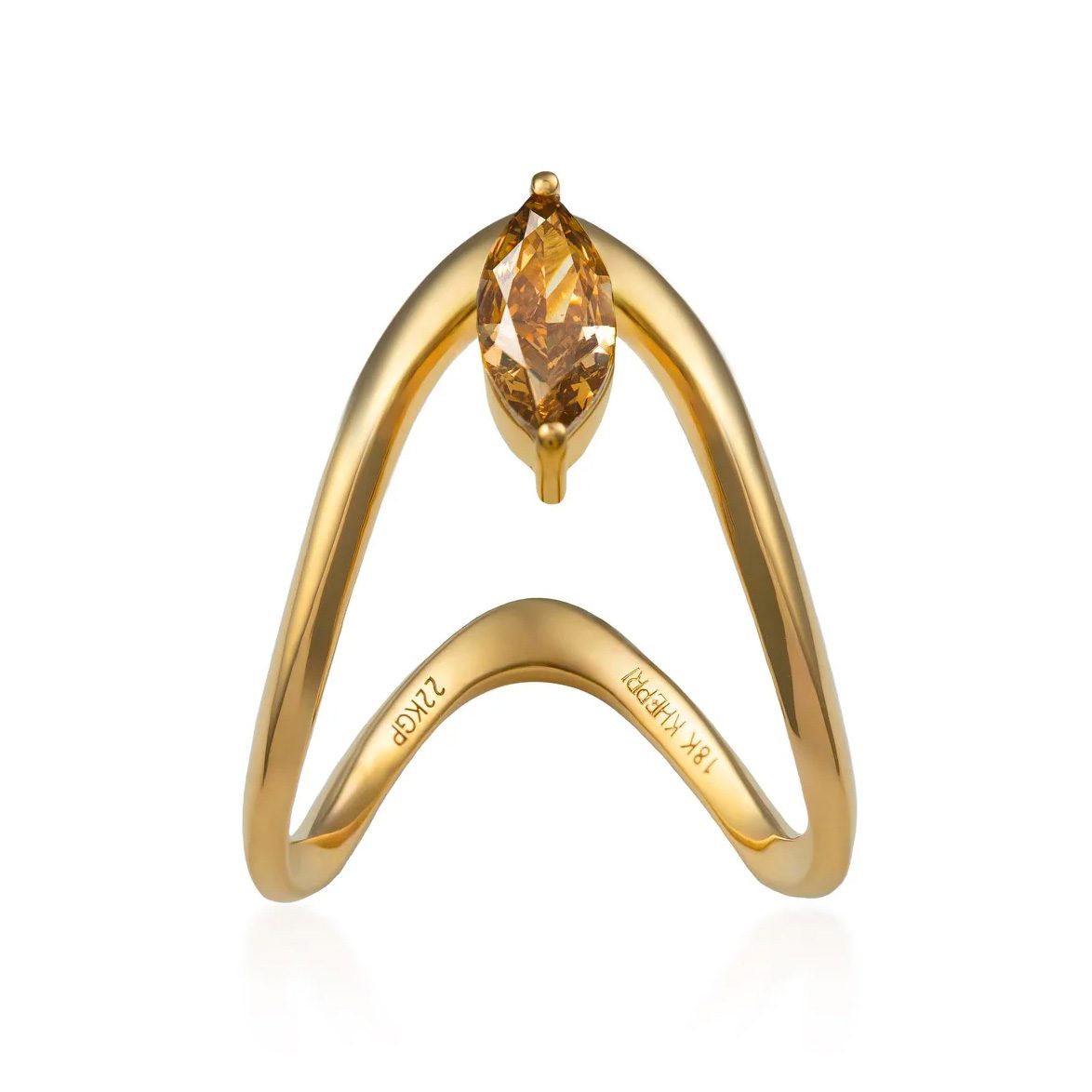 wavy ring with colored diamond