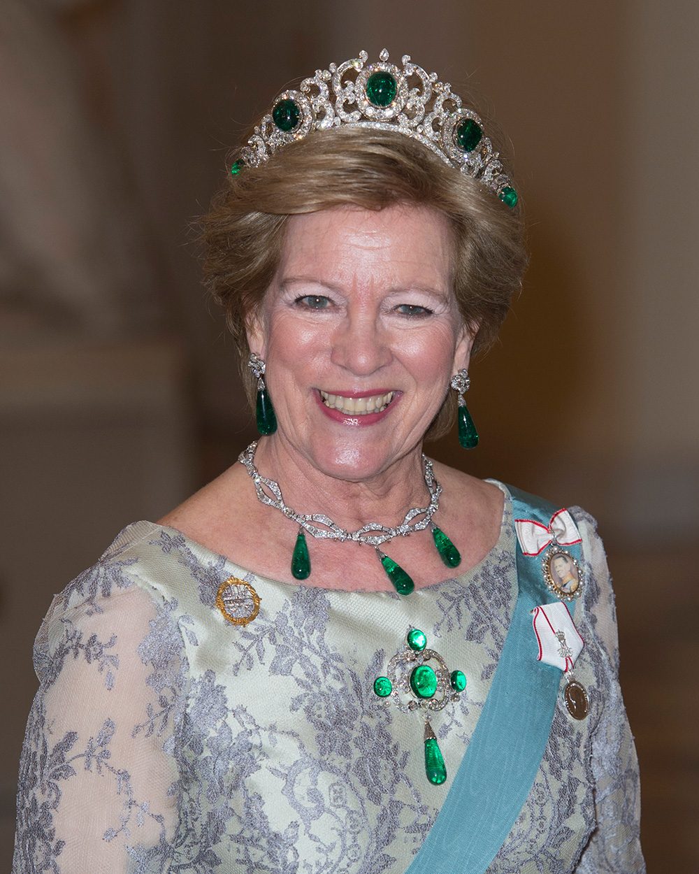 Queen Anne-Marie of Greece attends a gala dinner at Christiansborg Palace on the eve of the 75th Birthday of Queen Margrethe II of Denmark on April 15, 2015 in Copenhagen, Denmark. (Photo by Julian Parker/Mark Cuthbert/UK Press via Getty Images)