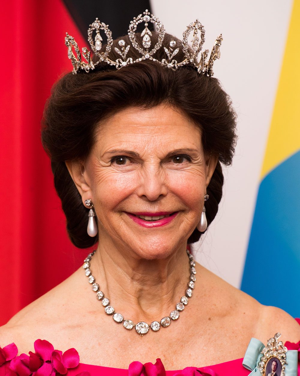 Queen Silvia of Sweden during an official dinner at the Schloss Bellevue palace on October 5, 2016 in Berlin, Germany. (Photo by Matthias Nareyek/Getty Images)