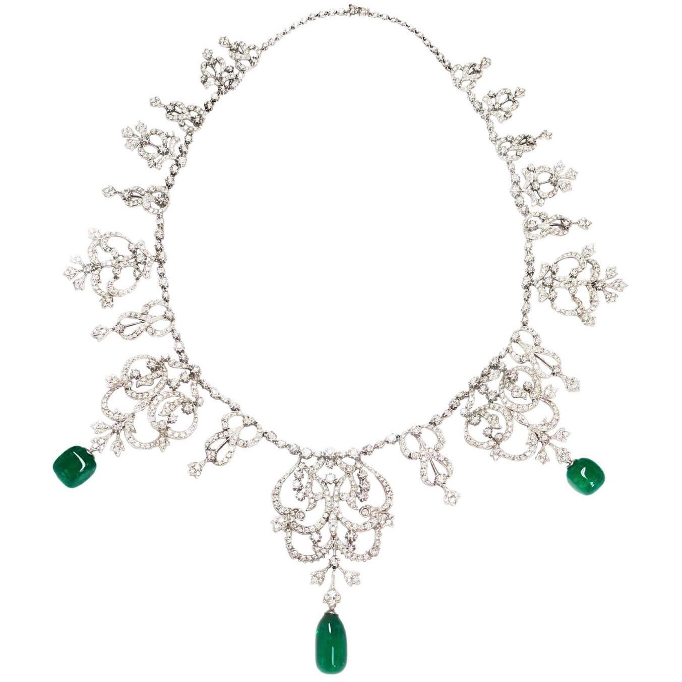 Rare Himalayan Mountain Emerald and Diamond Convertible Tiara / Necklace