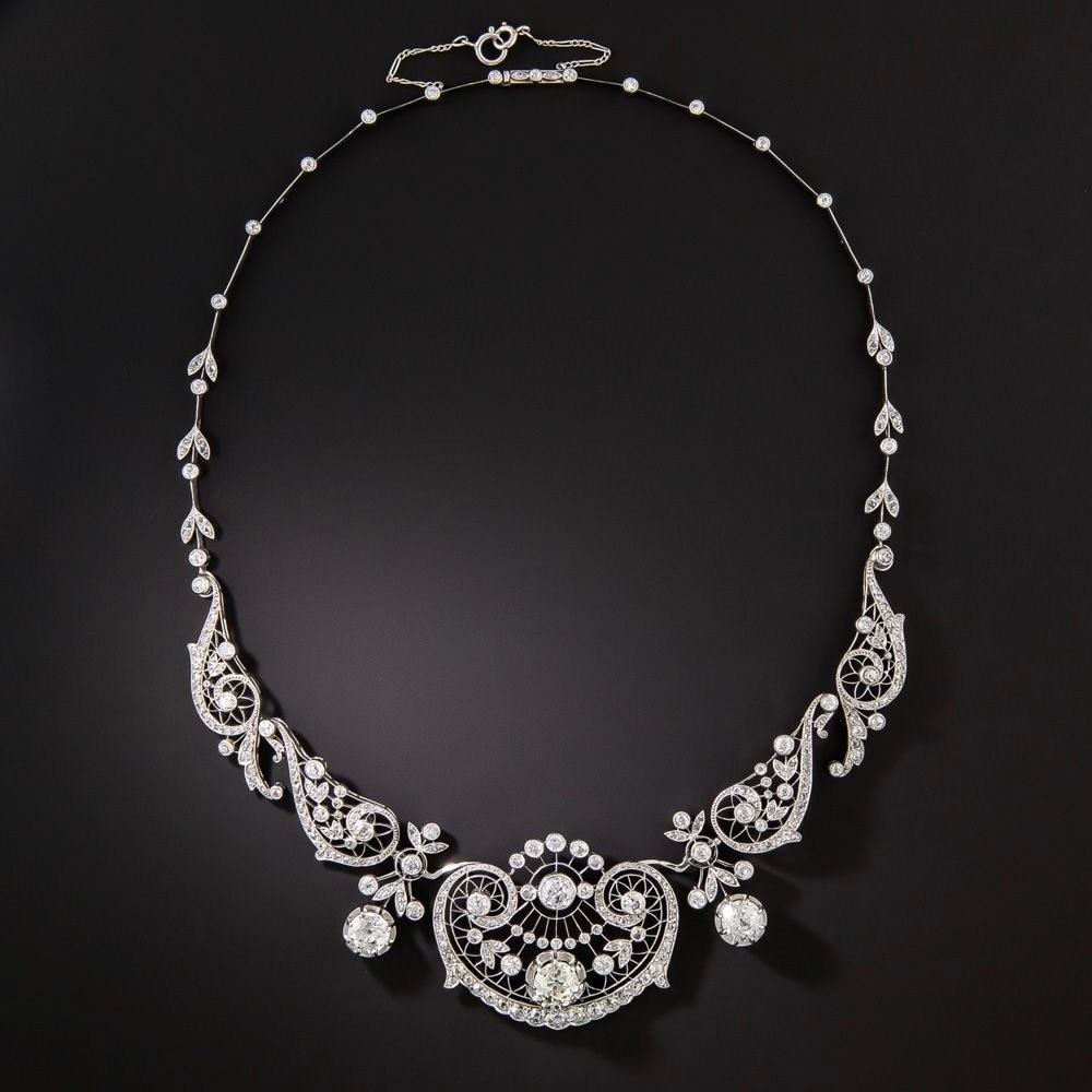 Convertible Tiara Lang Antiques French Belle Epoque Convertible Diamond Necklace / Tiara