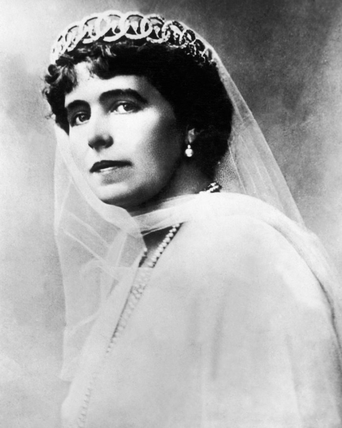 A Portrait of Queen Marie of Romania, wearing a Diamond Loop Tiara, circa 1918