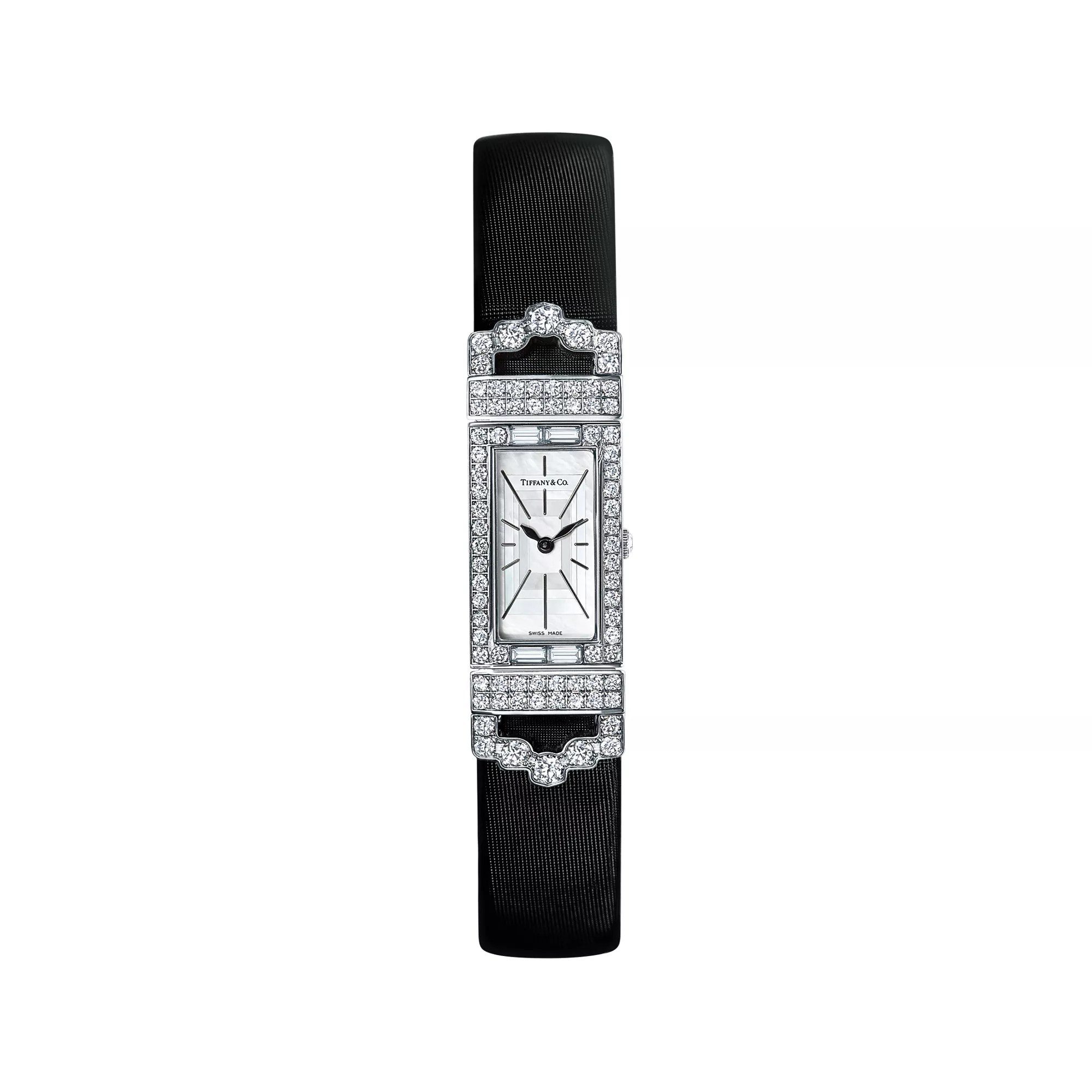 tiny watch Tiffany & Co. Art Deco 2-Hand 15.8 x 49 mm Watch, $33,000, tiffany.com