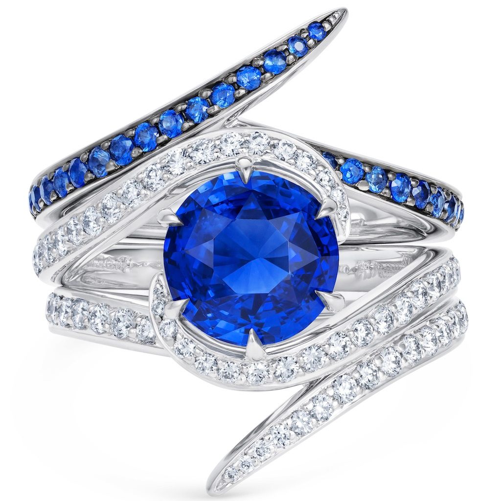 Shaun Leane Fine Jewelry Sapphire and Diamond Ring with Pavé Diamond Ring Jacket