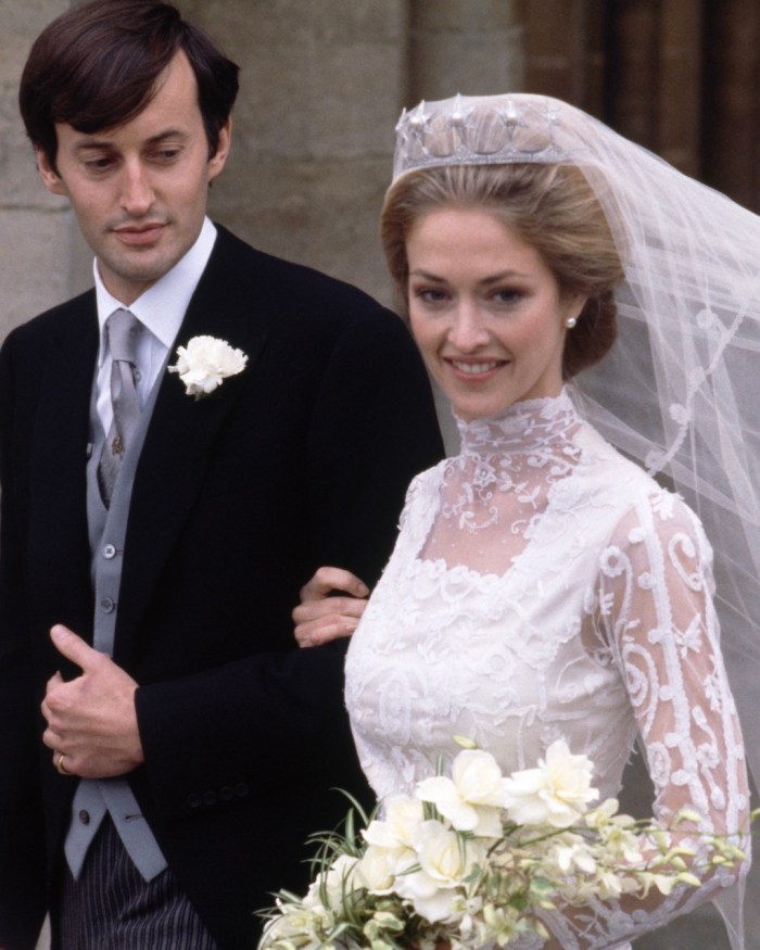 Queen Marie of Romania Penelope Eastwood wore the Mountbatten Pearl Star Tiara to marry Lord Romsey (later the Lord Brabourne) at Romsey Abbey in England on October 20, 1979.