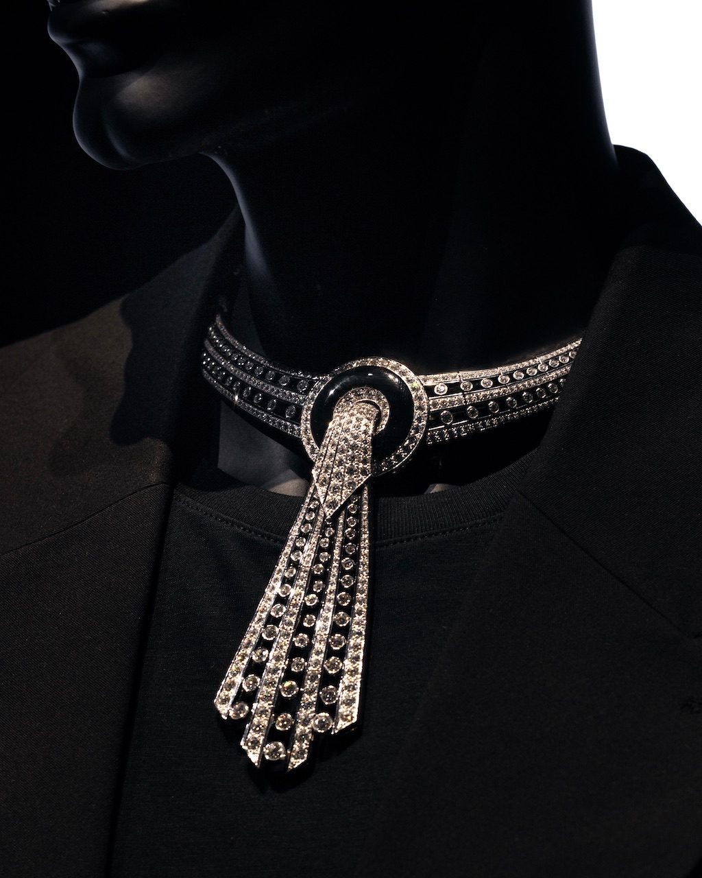Boucheron Lavalliere Necklace on display at the “Boucheron: In Focus, A Monograph of a Visionary" Exhibition in collaboration with Christie’s New York (Courtesy of Boucheron)