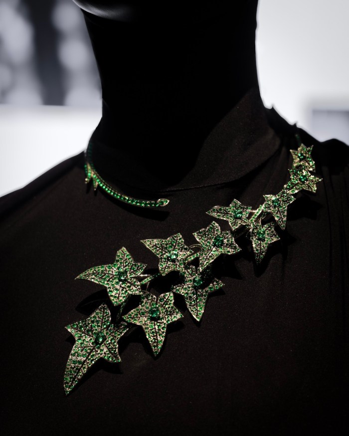 Boucheron Lierre de Paris necklace on display at the “Boucheron: In Focus, A Monograph of a Visionary" Exhibition in collaboration with Christie’s New York (Courtesy of Boucheron)